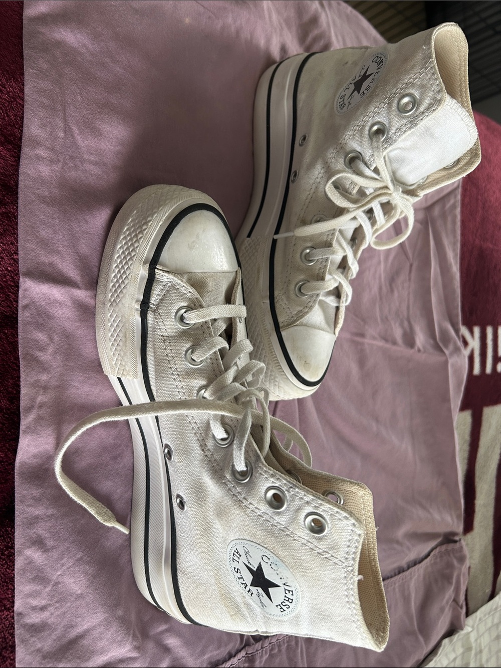 Converse White High Top Canvas Sneakers. Very good condition